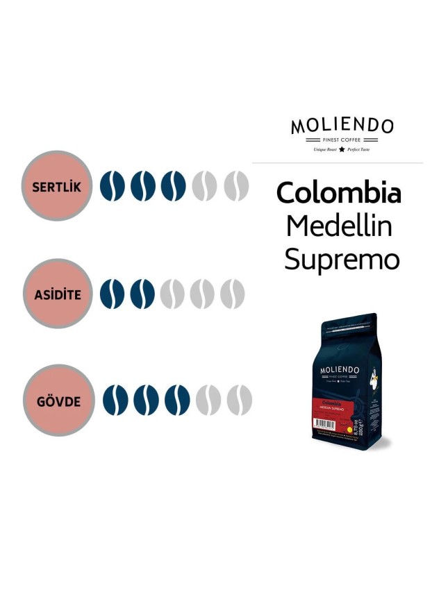 Moliendo Colombia Medellin Supremo Yöresel Kahve 1000 Gr.