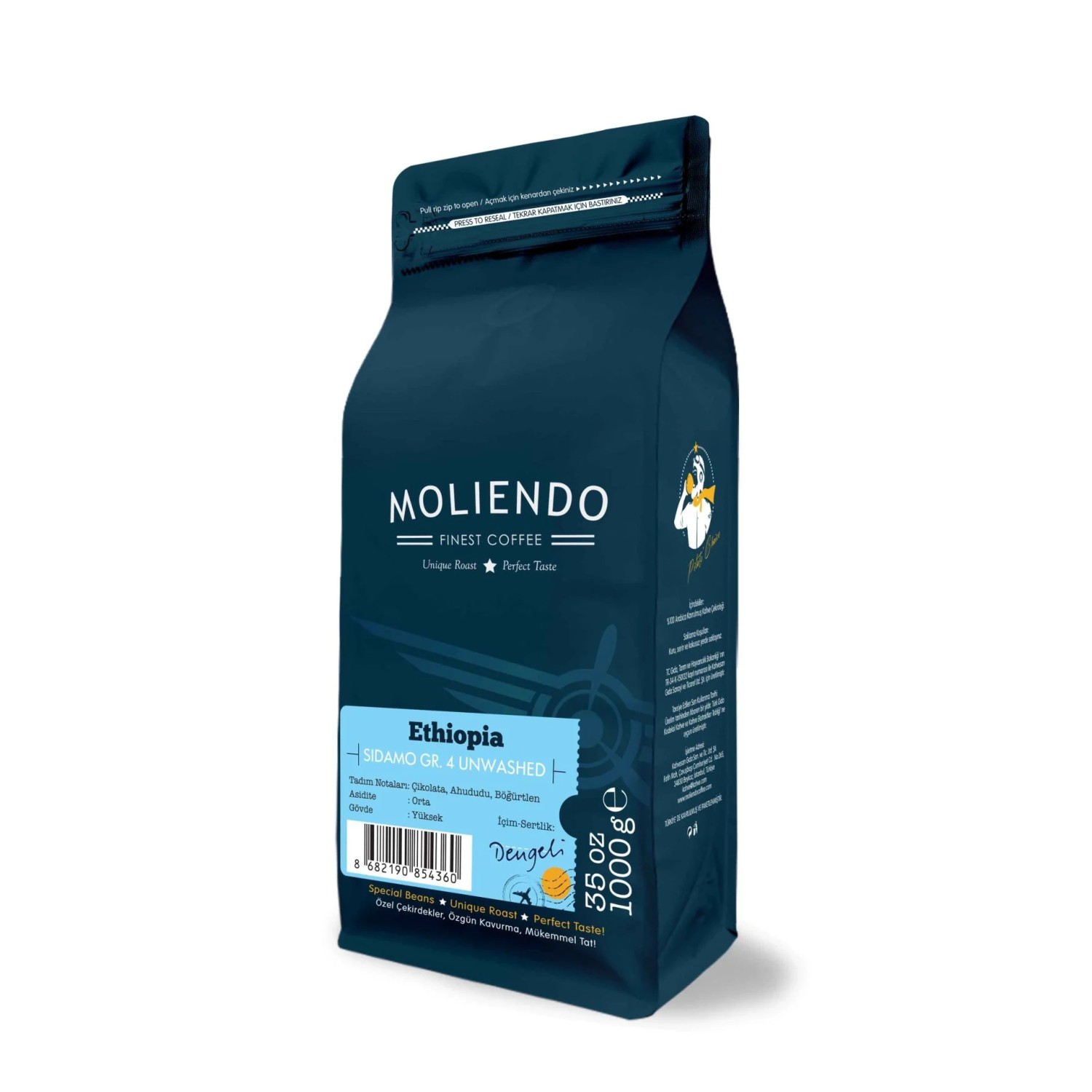 Moliendo Ethiopia Sidamo Gr 4 Kuru İşleme Yöresel Kahve 1000 Gr.