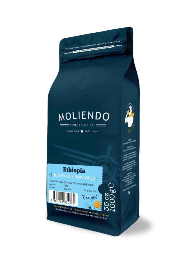 Moliendo Ethiopia Sidamo Gr 4 Kuru İşleme Yöresel Kahve 1000 Gr.