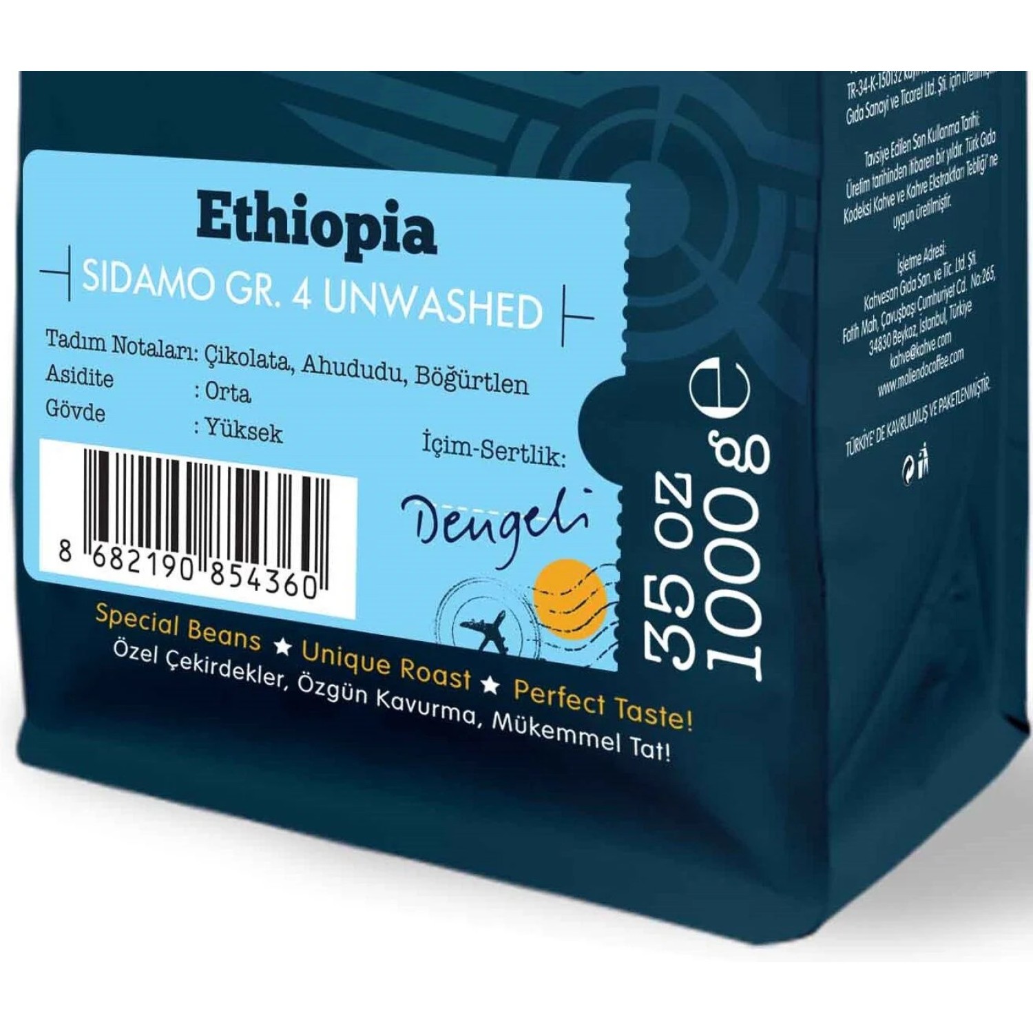 Moliendo Ethiopia Sidamo Gr 4 Kuru İşleme Yöresel Kahve 1000 Gr.