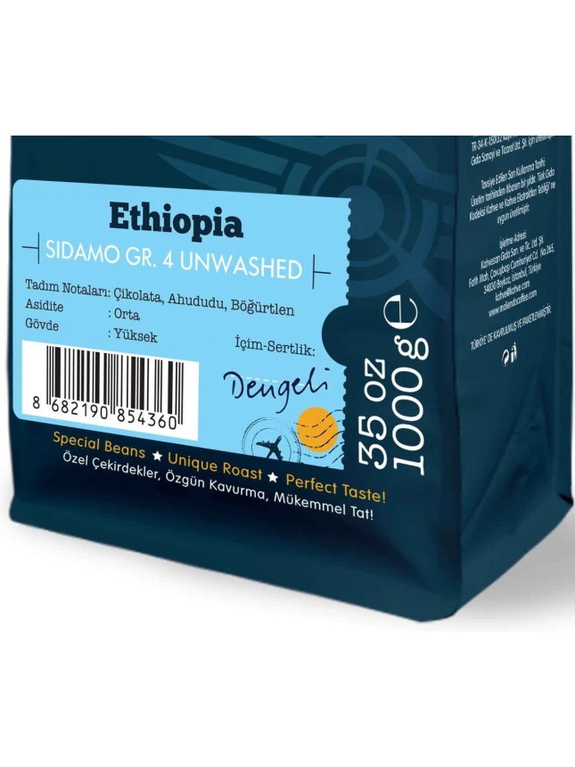 Moliendo Ethiopia Sidamo Gr 4 Kuru İşleme Yöresel Kahve 1000 Gr.